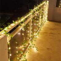Fall Artificial Ivy Garland LED String Light, Batteries Required Fake Plant LED String Light without Battery, Faux Leaves Han...