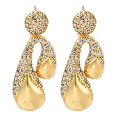 Rack Plating Brass Pave Clear Cubic Zirconia Stud Earrings