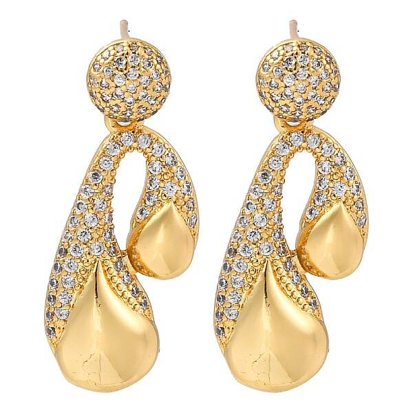 Rack Plating Brass Pave Clear Cubic Zirconia Stud Earrings