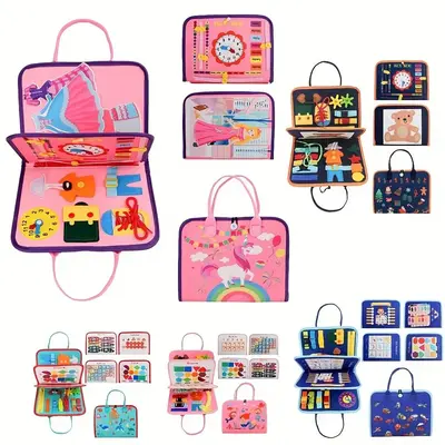 Baby Busy Board Toy, 1 Count Kids Preschool Sensory Book for Learning Fine Motor Skills, Travel Toys for Infant Boys & Girls