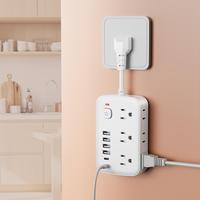 6-Outlet Flat Plug Power Strip with 6 USB Ports (2 Type-C), Compact Desk Charging Station with Surge Protector for Travel, Ho...