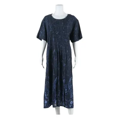 Womens Day Dress Black Paisley Short Sleeve Midi L
