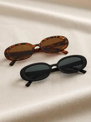 2 Pairs Summer Oval Frame Sunglasses, New Personality Travel Accessories for Women & Men, Lightweight Summer Outfits 2024 for...