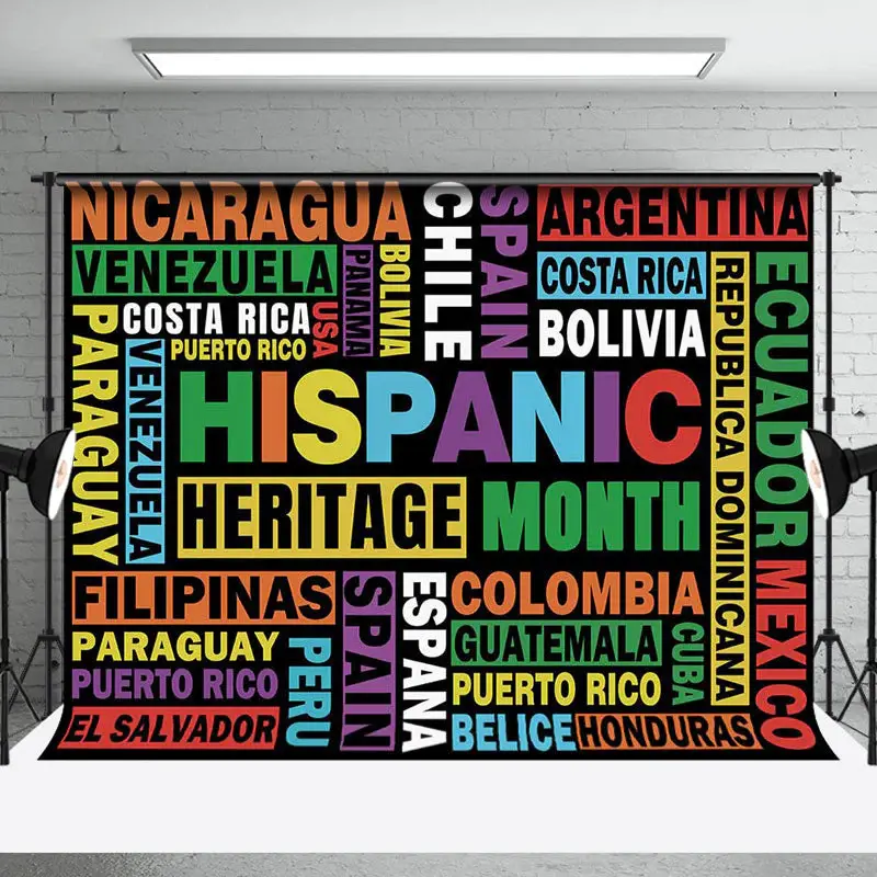 Aperturee Countries Names Hispanic Heritage Month Backdrop - Aperturee