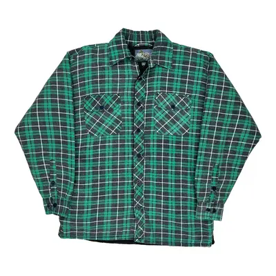 Euro Style Checked Flannel Shirt - XL Green Cotton