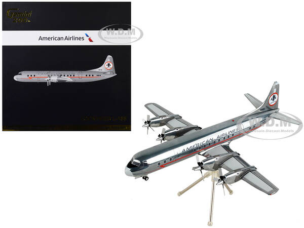 Lockheed L-188A Electra Astrojet Commercial Aircraft American Airlines Silver Gemini 200 Series 1/200 Diecast Model A...