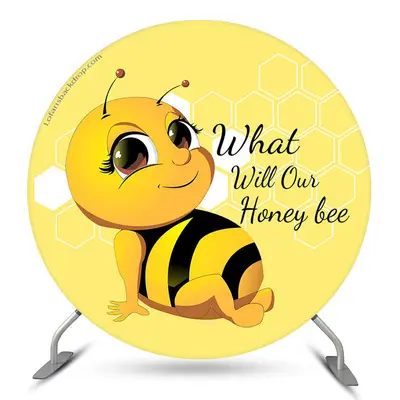 Aperturee What Will Our Honey Bee Round Baby Shower Backdrop | Round Backdrop Baby Shower | Baby Shower Arch Backdrop | Round...