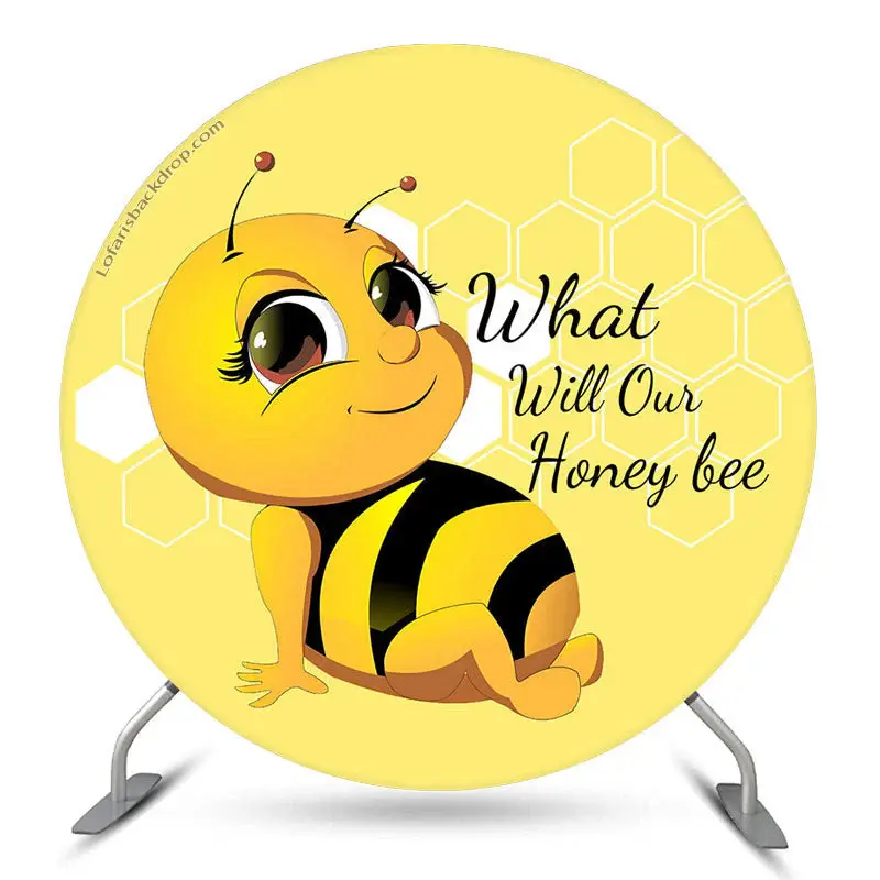 Aperturee What Will Our Honey Bee Round Baby Shower Backdrop | Round Backdrop Baby Shower | Baby Shower Arch Backdrop | Round...