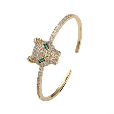 Cubic Zirconia Leopard Open Cuff Bangle