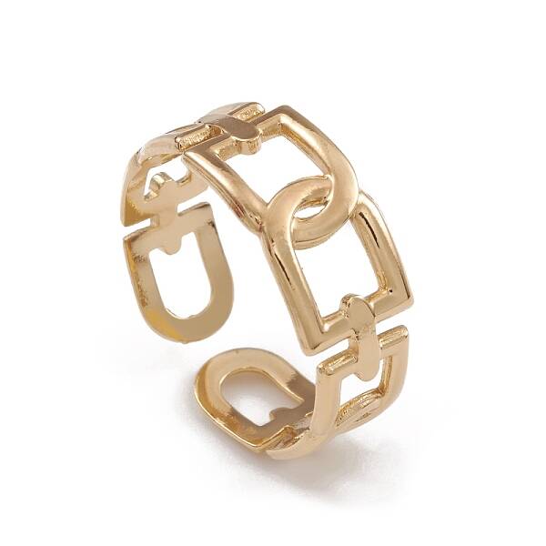Ion Plating(IP) 304 Stainless Steel Hollow Arch Open Cuff Rings for Women