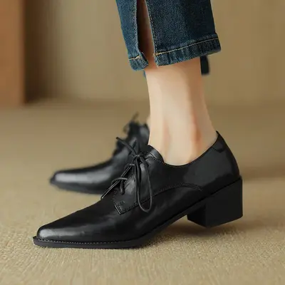 CHIKO Kadeejah Pointy Toe Block Heels Oxfords Shoes