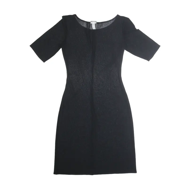 MALIZIA Mesh Mini Dress Black Short Sleeve Short Womens UK 8