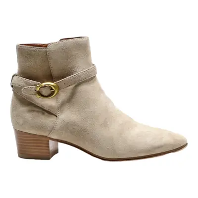 COACH Ankle Boots Beige Suede Womens UK 4.5