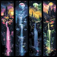 Waterfall Landscape by Numbers Kit for Adults On Canvas,DIY Easy Adult by Number Kits Wonderland, by Color Painting Home ...