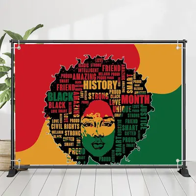 Girl Silhouette Letters Black History Month Backdrop - Aperturee