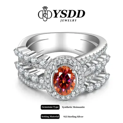 ă#219 Stellar Fantasyă2Carat Oval-shaped Synthetic Moissanite Rings in 925 Sterling Silver