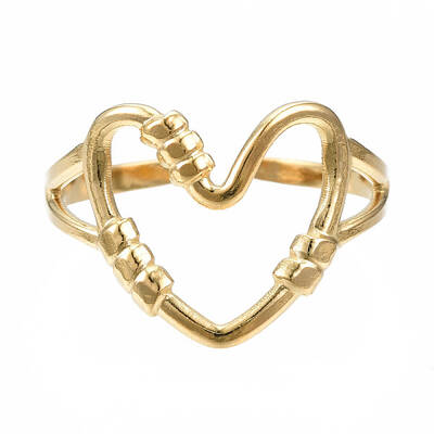 304 Stainless Steel Heart Open Cuff Ring