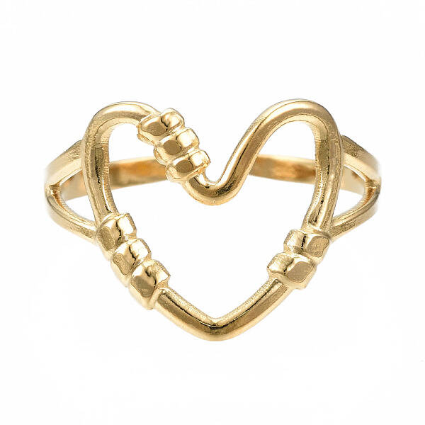 304 Stainless Steel Heart Open Cuff Ring