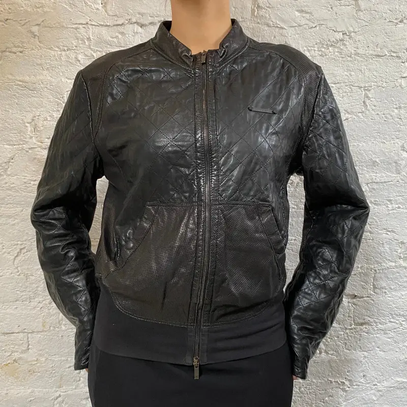 Emporio Armani Leather Jacket - Large Black Leather