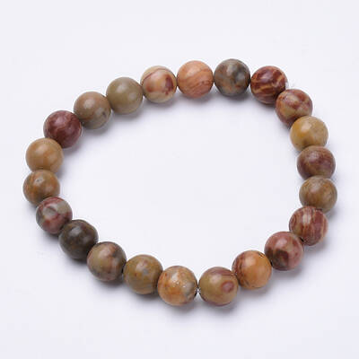 Natural Red Rainbow Jasper Beaded Stretch Bracelets