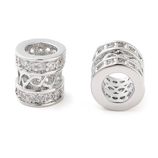 Brass Micro Pave Clear Cubic Zirconia Beads