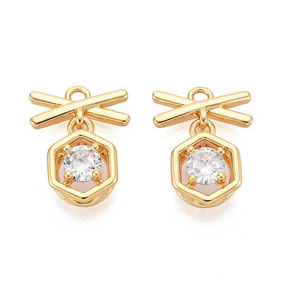 Brass Micro Pave Cubic Zirconia Charms