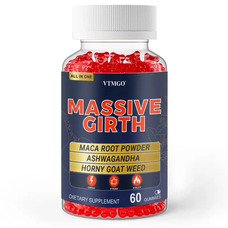 VTMGO Massive Girth Gummies - 60 Count Maca Root, Ashwagandha, Horny Goat Weed, Saw Palmetto, Multivitamins, L-Arginine for M...