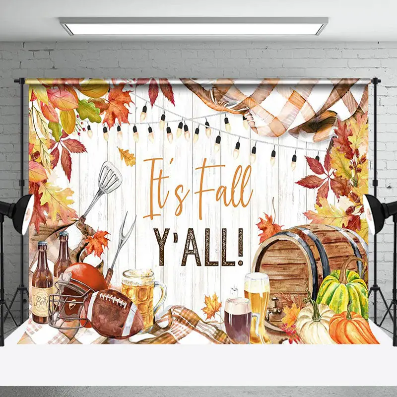 Maple Its Fall Yall Wooden Thanksgiving Backdrop