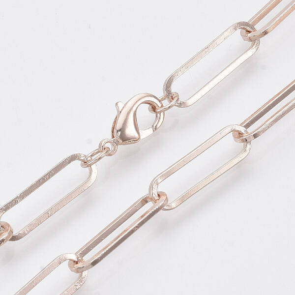 Brass Flat Oval Paperclip Chain Necklace Making