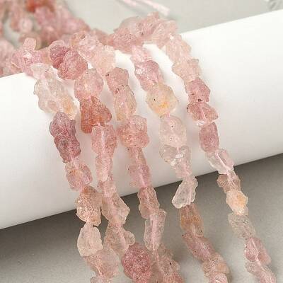 Raw Rough Natural Strawberry Quartz Beads Strands