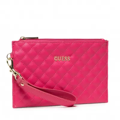 Guess, duffel bag, eco leather, fabric bag, quilted effect and cuff, fuchsia, 23 x 15 x 1.5 cm