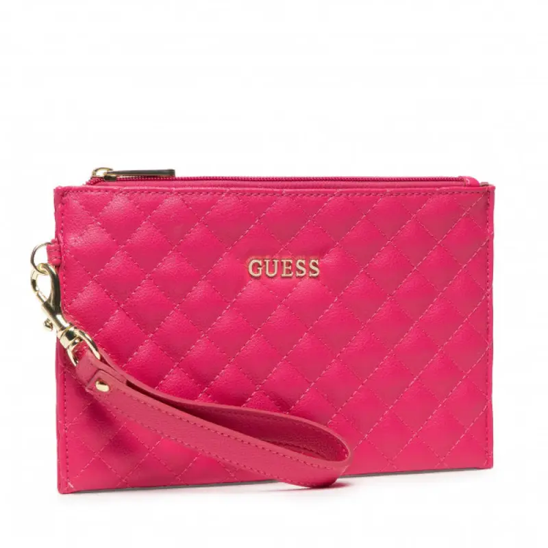Guess, duffel bag, eco leather, fabric bag, quilted effect and cuff, fuchsia, 23 x 15 x 1.5 cm