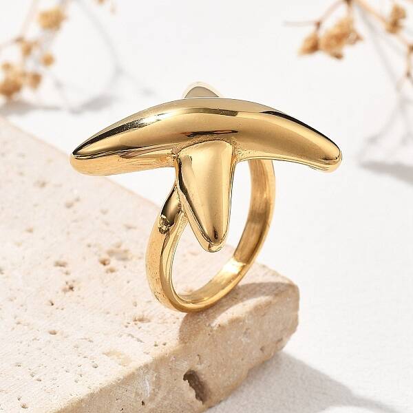 304 Stainless Steel Letter X Finger Rings