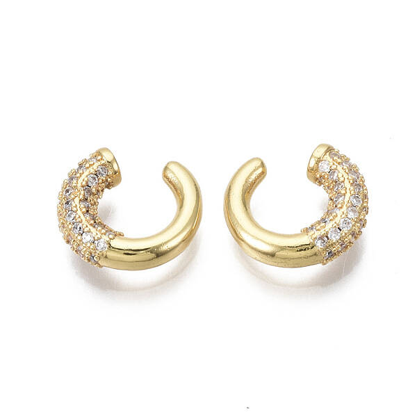 Brass Micro Pave Clear Cubic Zirconia Cuff Earrings