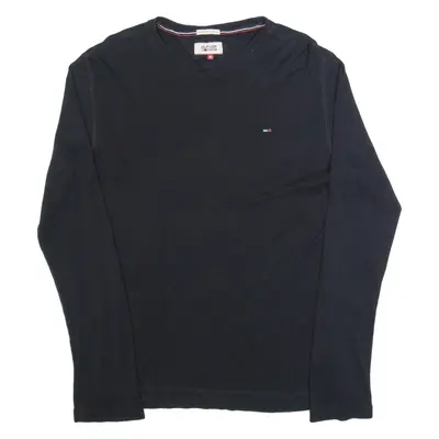 TOMMY HILFIGER Mens T-Shirt Black Long Sleeve M