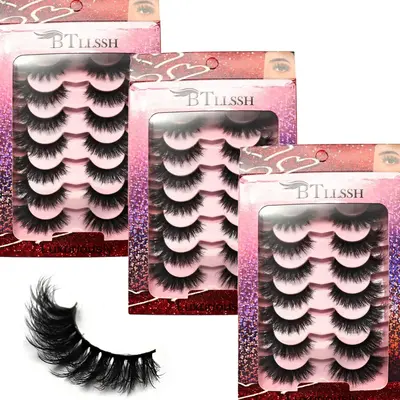 Natural Look Eyelash Extensions, 21 Pairs Wispy Cat Eye Faux Cluster Lashes, Volumized False Eyelashes Set for Eye Makeup, Fa...
