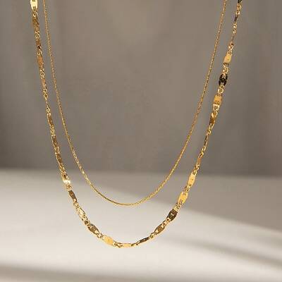 304 Stainless Steel Double Layer Chain Necklaces for Women