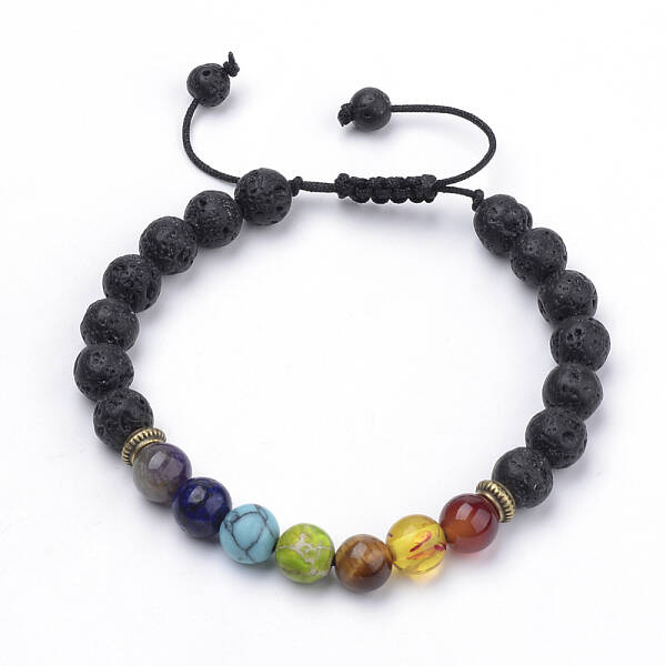 Natural Lava Rock Braided Bead Bracelets