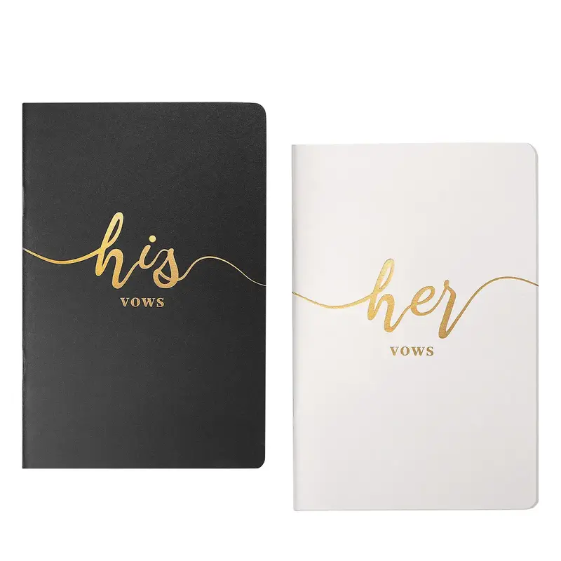 2pcs/set Wedding Vow Book, His and Hers Elegant Wedding Notebook, Gift for Bride Groom Ceremony