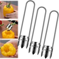 2 Pcs Fruit and Vegetable Corer Tool, Red Bell Pepper Seed Corer, Stainless Steel Fruite Corer, Universal APPL Core Remover w...