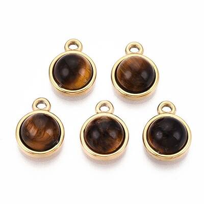 Natural Tiger Eye Half Round Charms