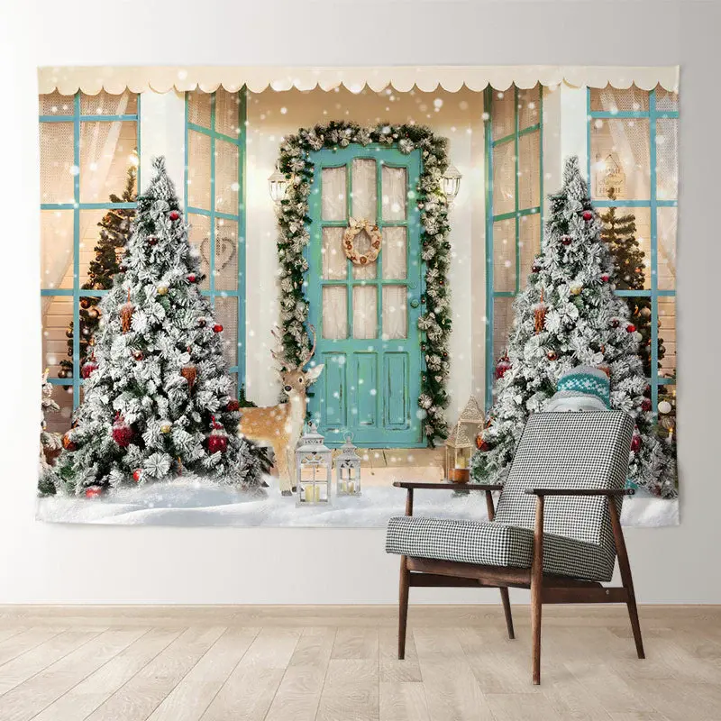 Aperturee Cheer Snowman With Deer Merry Christmas Backdrop