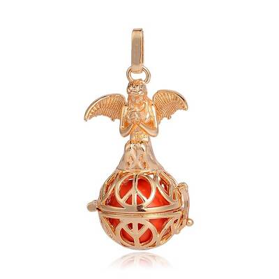 Golden Plated Brass Hollow Round Cage Pendants