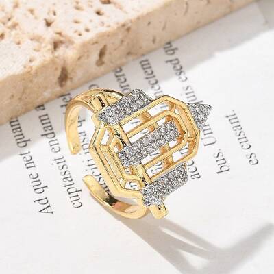 Brass Micro Pave Clear Cubic Zirconia Cuff Finger Rings for Women