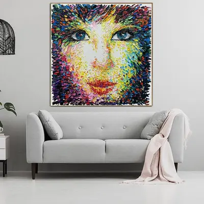 Abstract Figurative Painting on Canvas Original Woman Portrait Wall Art Colorful Artwork Modern Impasto Painting for Living R...