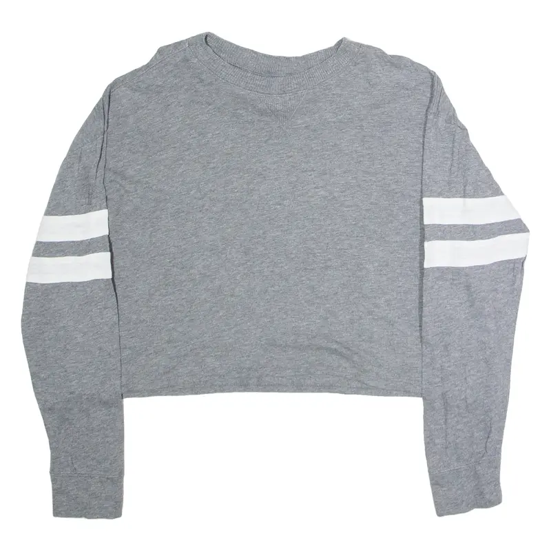 HOLLISTER Cropped Womens T-Shirt Grey Long Sleeve Crew Neck XS