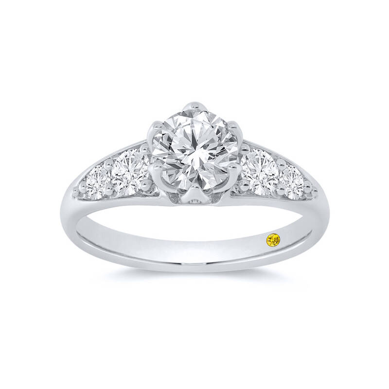 Riven Quarter Coverage Graduating Pavé Round Lab Grown Diamond Engagement Ring | 10K White Gold 2 CT. TW.