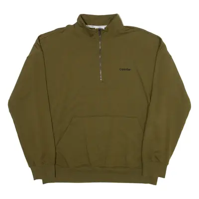 CALVIN KLEIN Mens Sweatshirt Green 1/4 Zip M