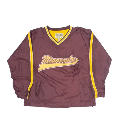 STEVE & BARRYS Minnesota Training USA Sweatshirt Maroon V-Neck 90s Nylon Mens L