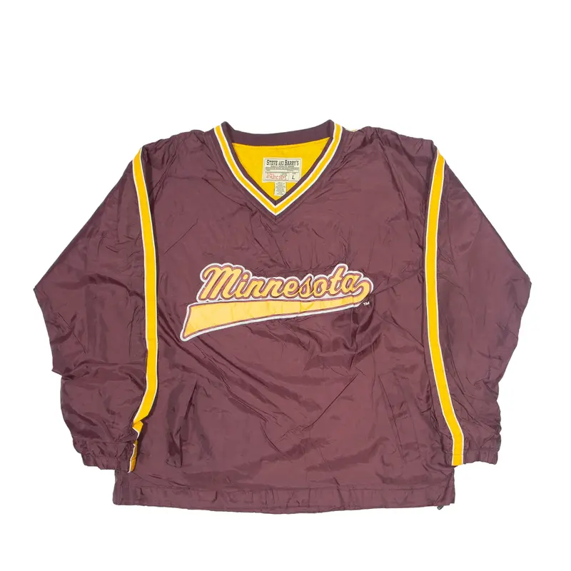 STEVE & BARRYS Minnesota Training USA Sweatshirt Maroon V-Neck 90s Nylon Mens L